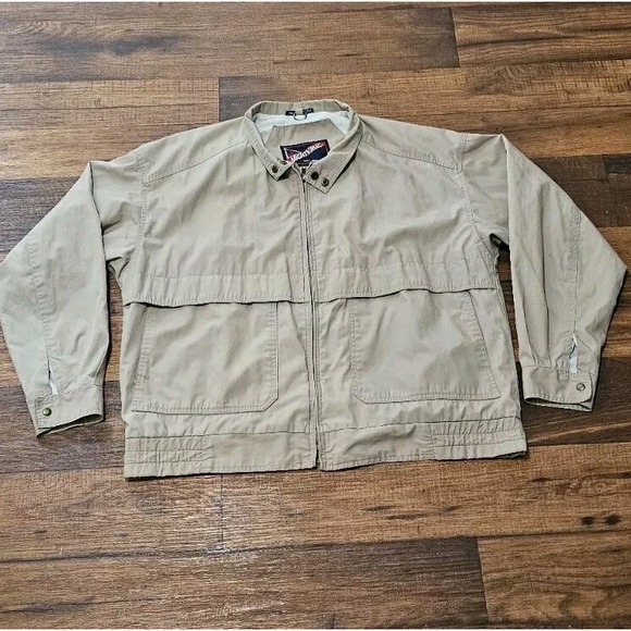 Vintage Mighty Mac Wind Breaker Jacket Mens 46 TanLined Casual Pocket Minimalist - Picture 1 of 10
